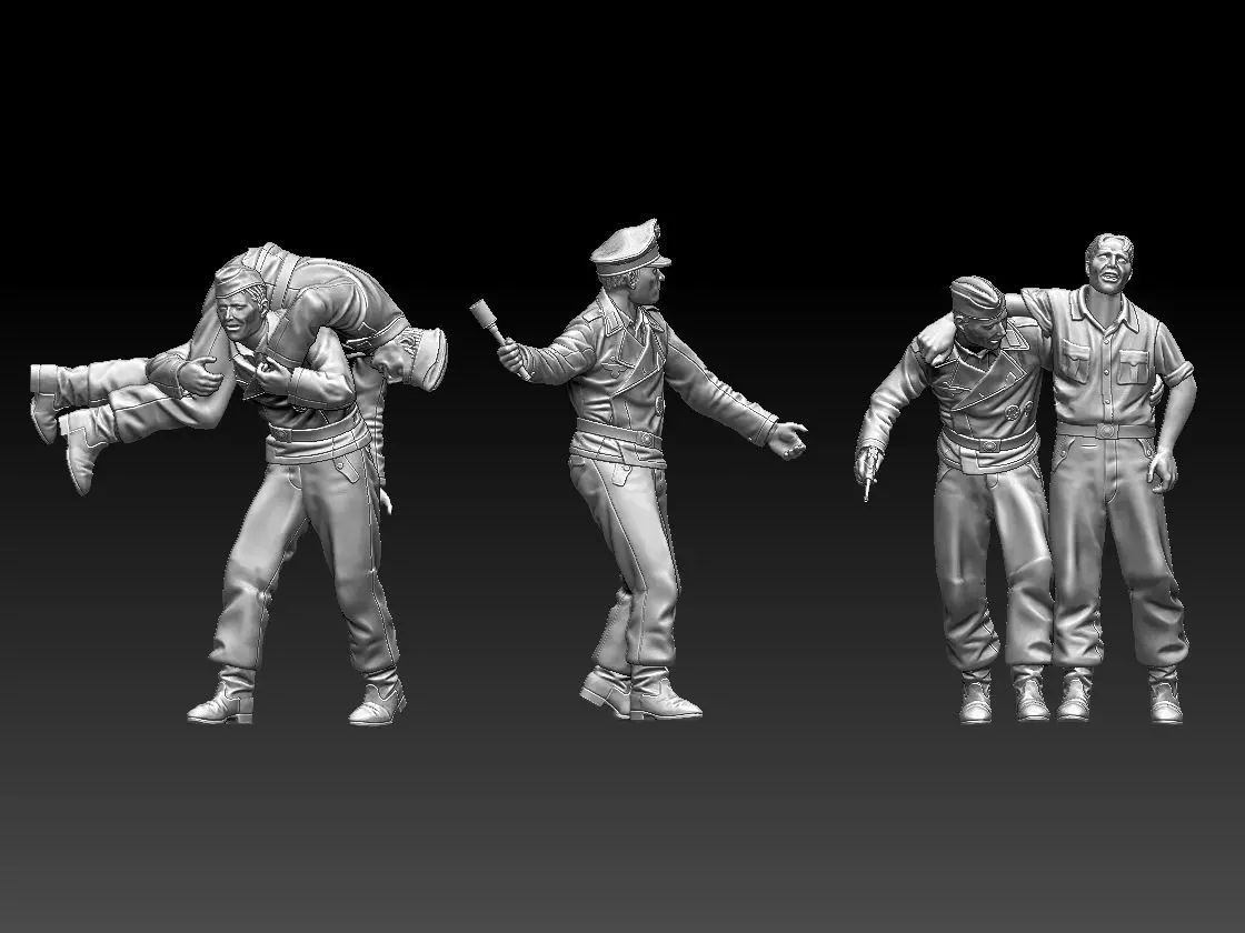 German soldiers tank crew 3D print model_0