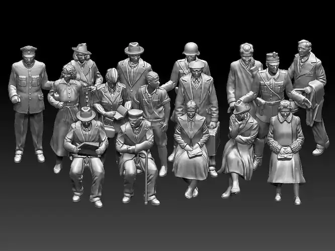 people group of in poses 3D print model