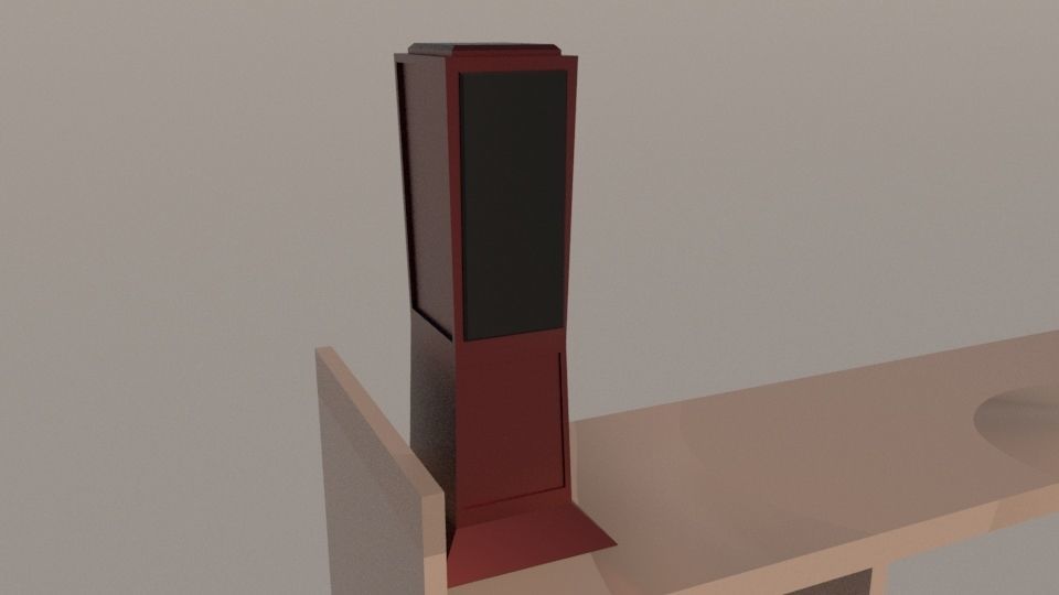 Table with monitor and Speakers Low-poly 3D model_4