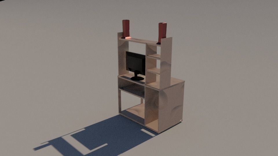 Table with monitor and Speakers Low-poly 3D model_5