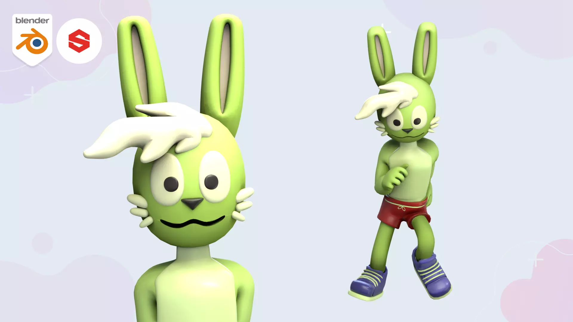 Cartoon Character Hare Low-poly 3D model