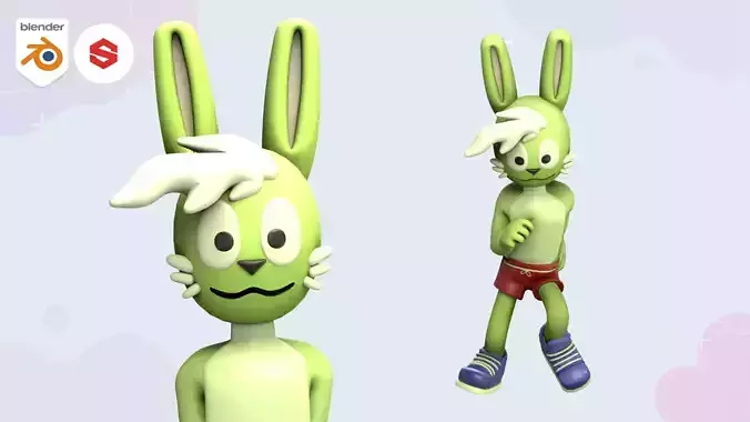 Cartoon Character Hare Low-poly 3D model