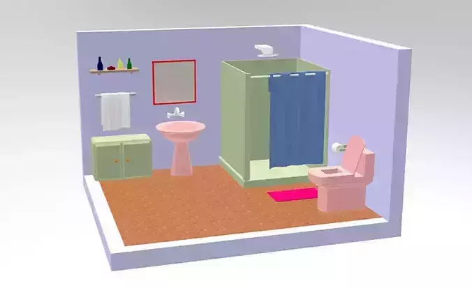 Cartoonish Bathroom Interior 