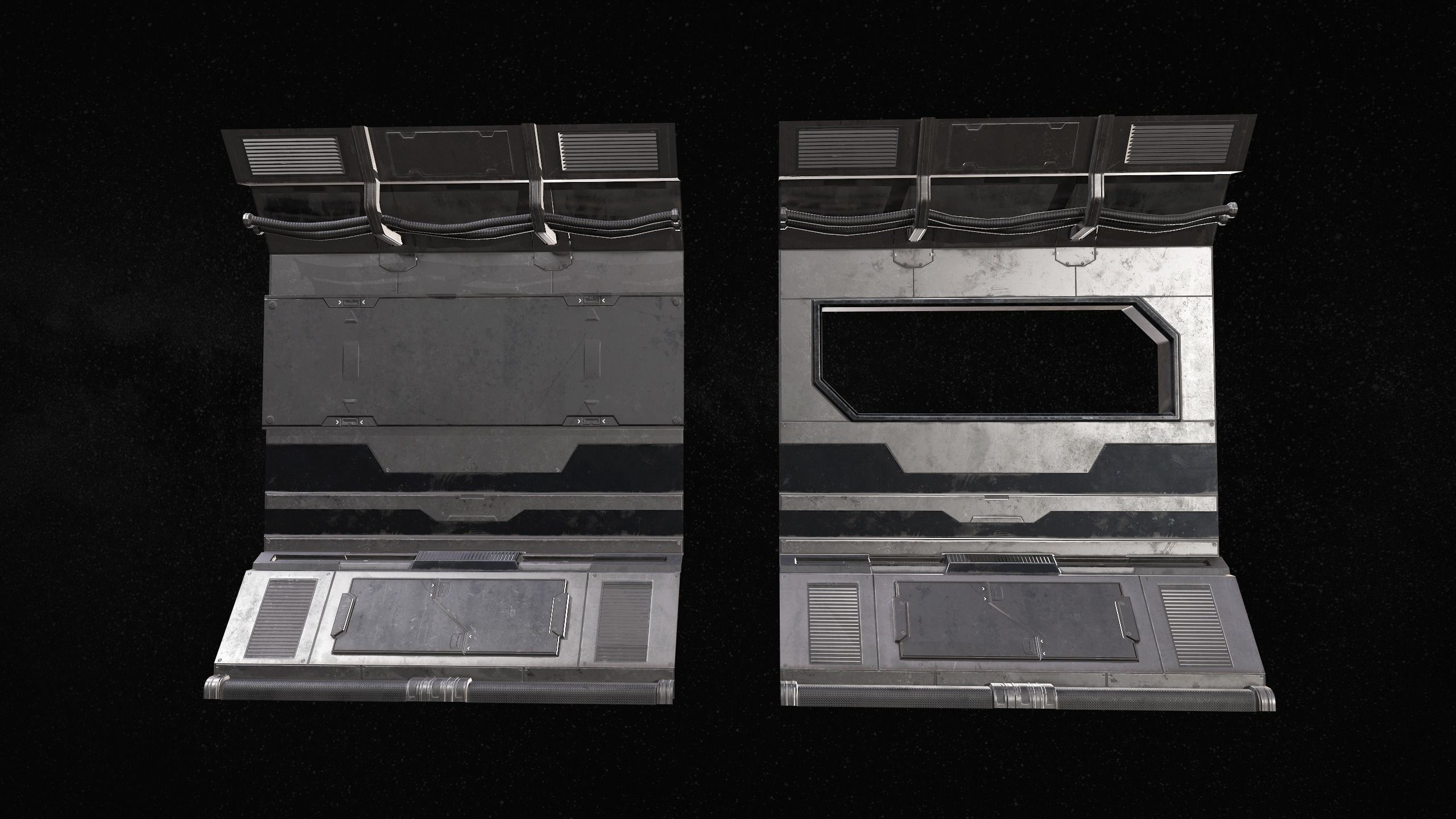 Sci-Fi Modular Corridor with Door Ver 1 Low-poly 3D model_6