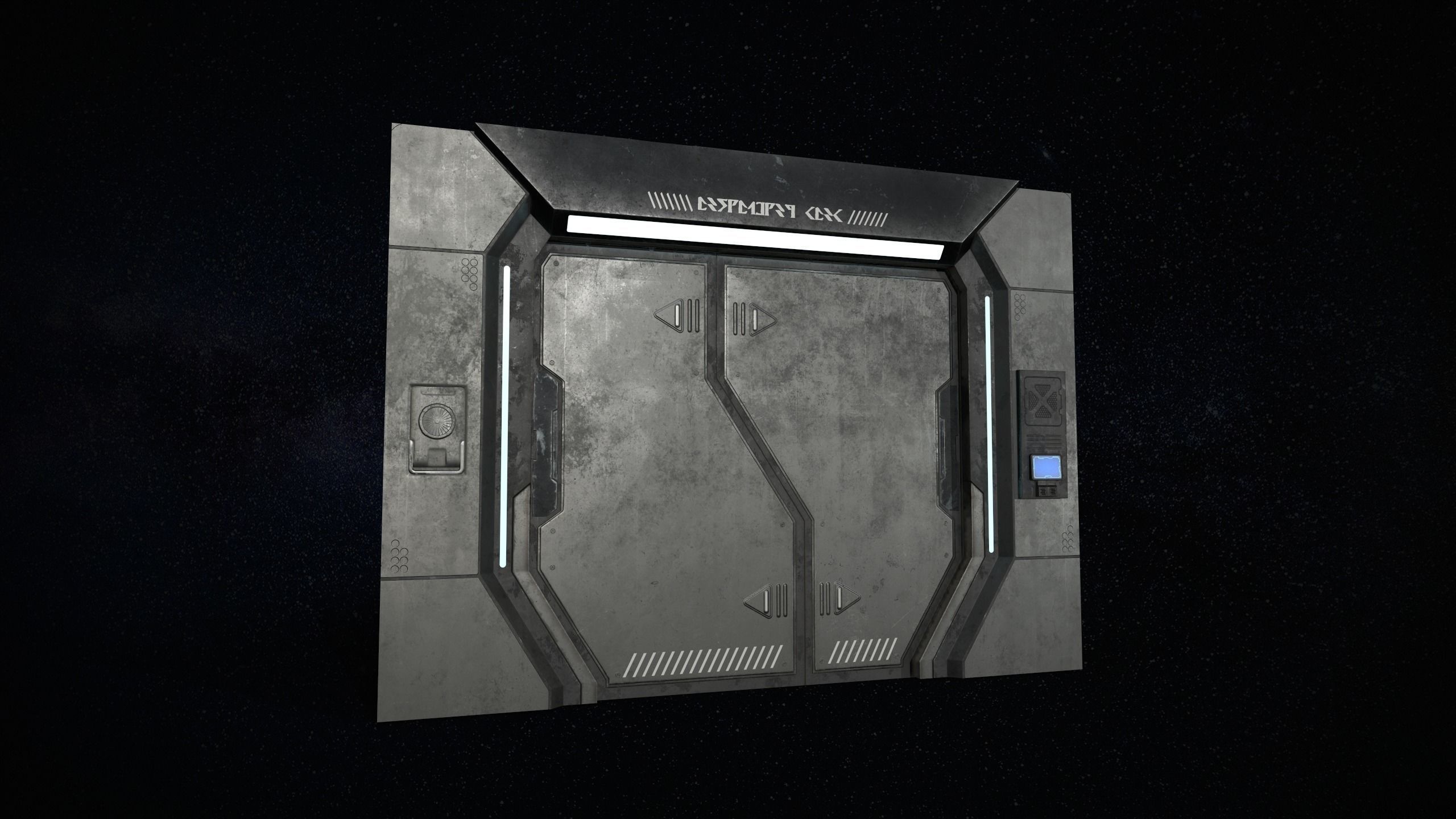 Sci-Fi Modular Corridor with Door Ver 1 Low-poly 3D model_12