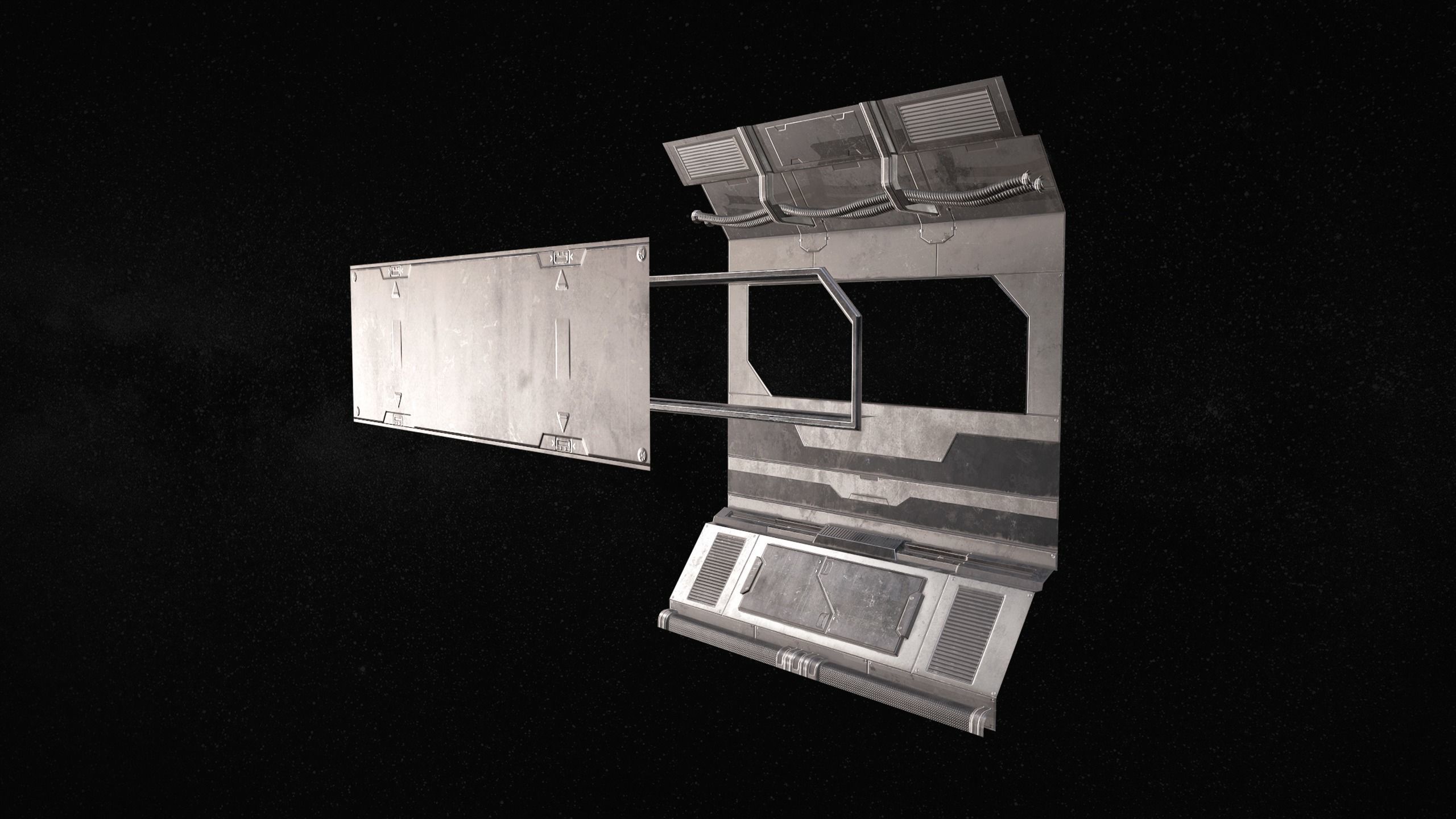 Sci-Fi Modular Corridor with Door Ver 1 Low-poly 3D model_7