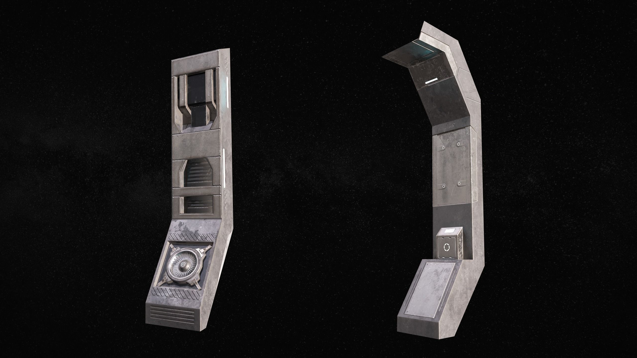 Sci-Fi Modular Corridor with Door Ver 1 Low-poly 3D model_11