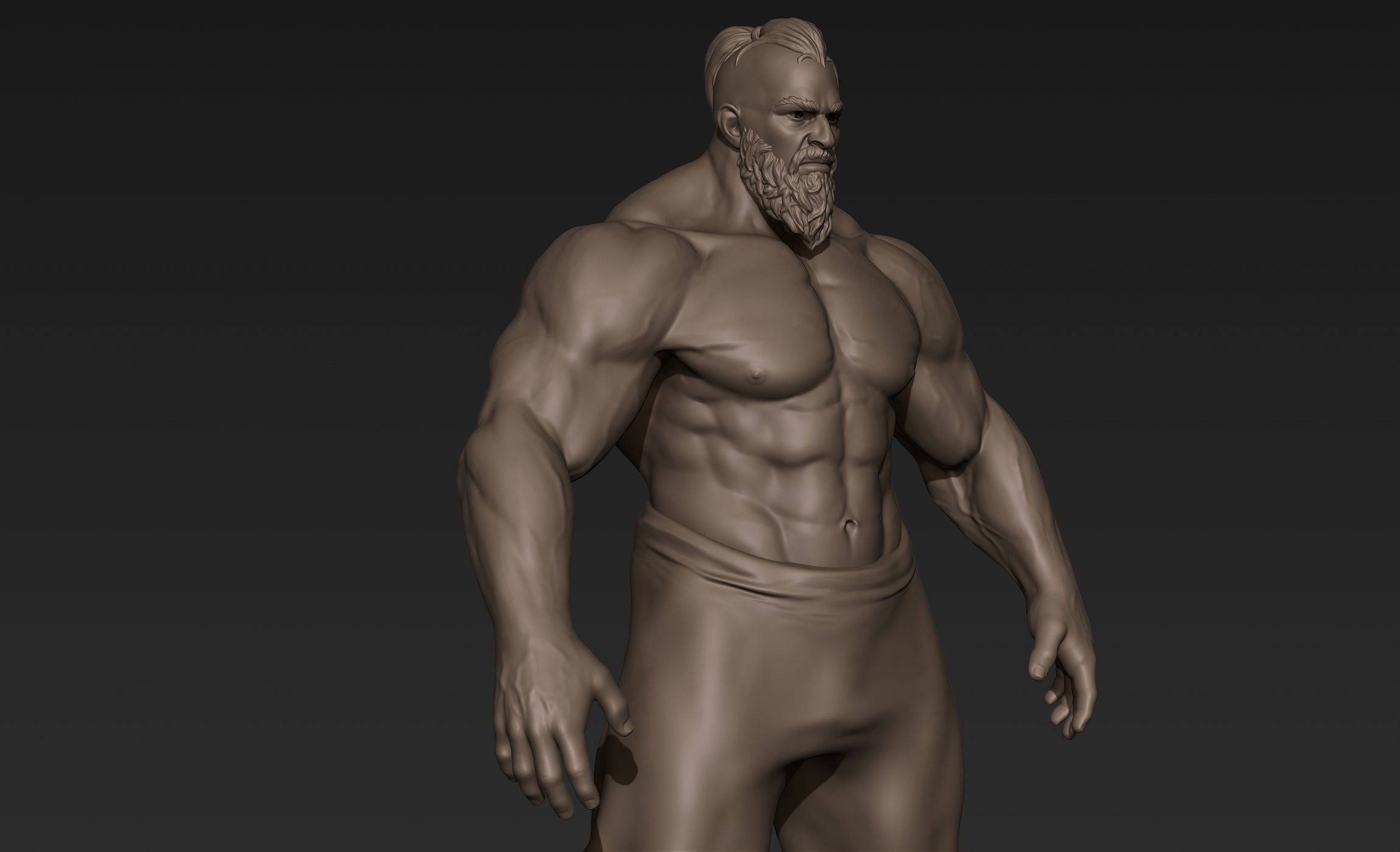 Giant Muscular Man Basemesh 3D model_4