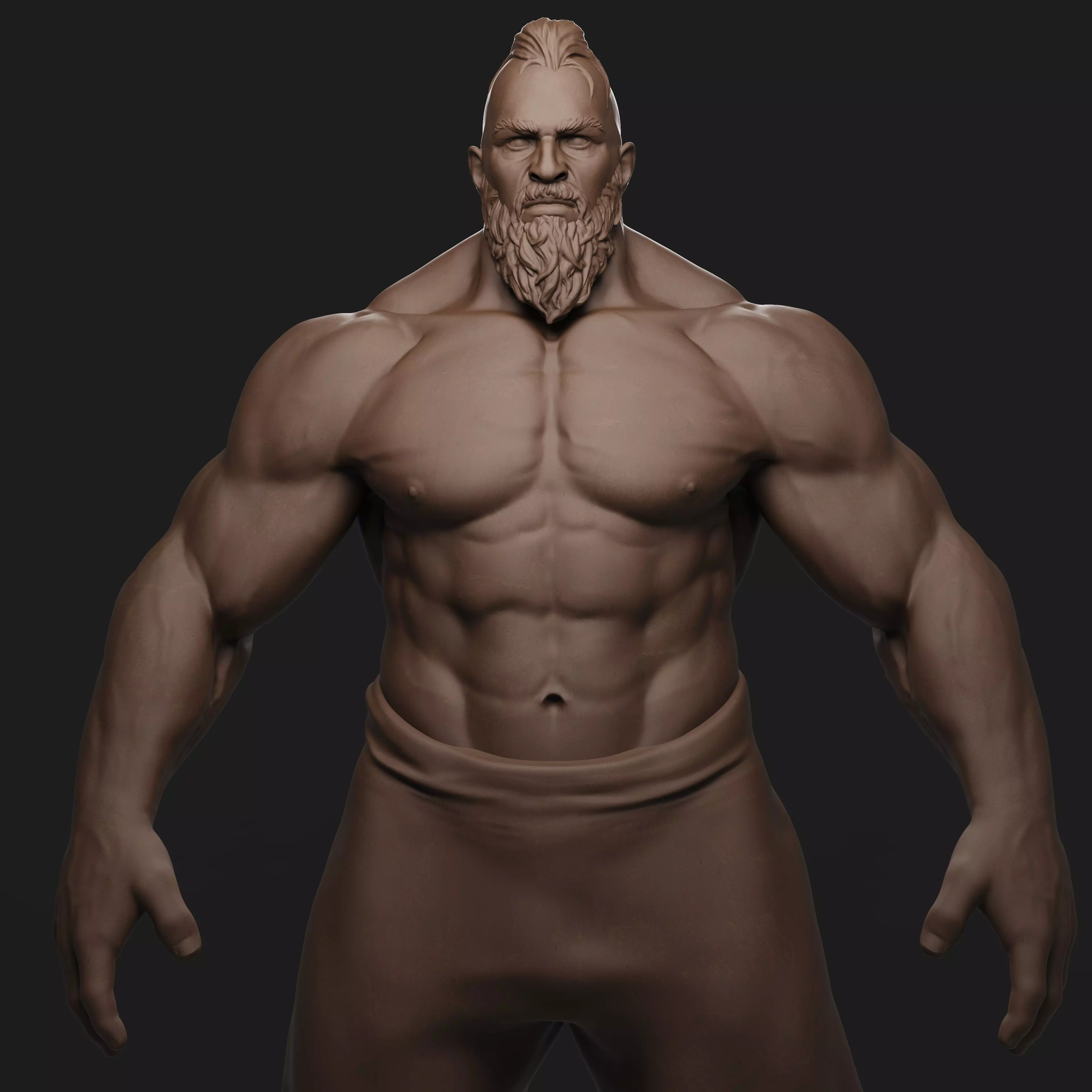 Giant Muscular Man Basemesh 3D model_0