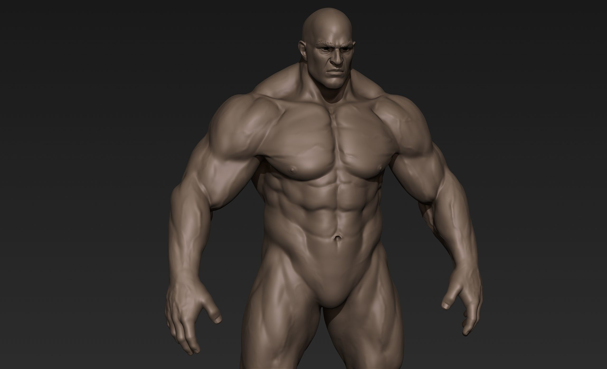 Giant Muscular Man Basemesh 3D model_9
