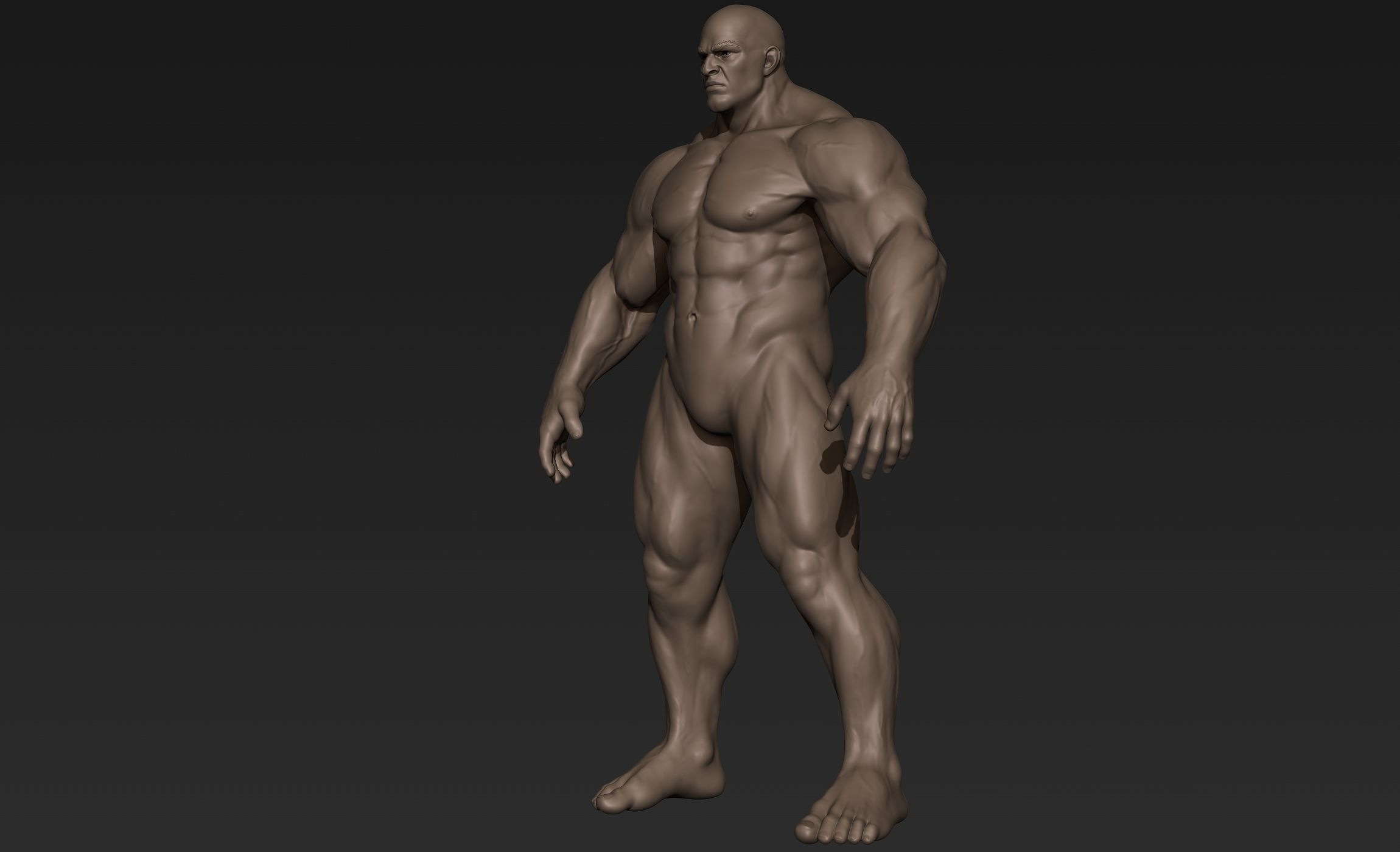 Giant Muscular Man Basemesh 3D model_11