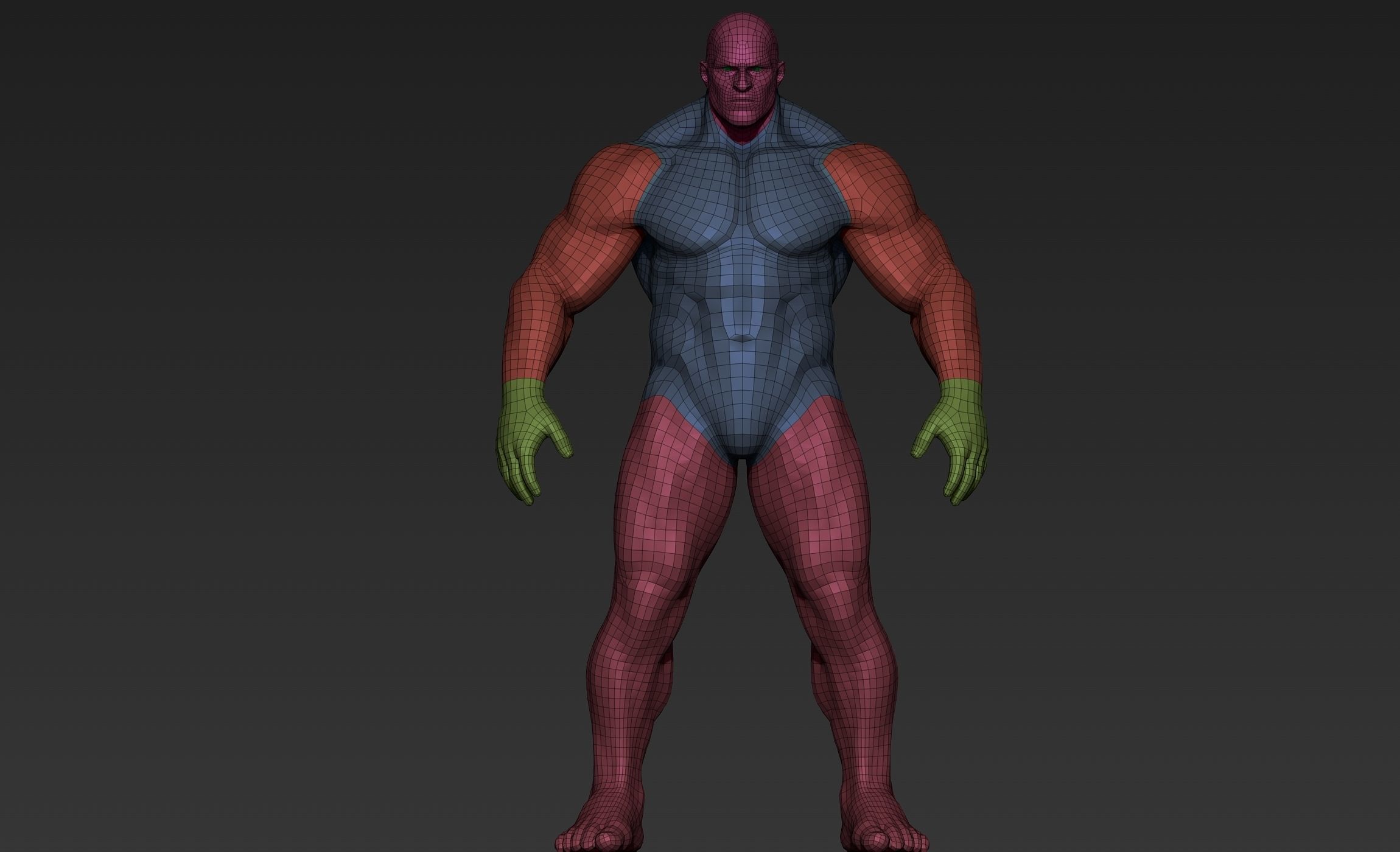 Giant Muscular Man Basemesh 3D model_16