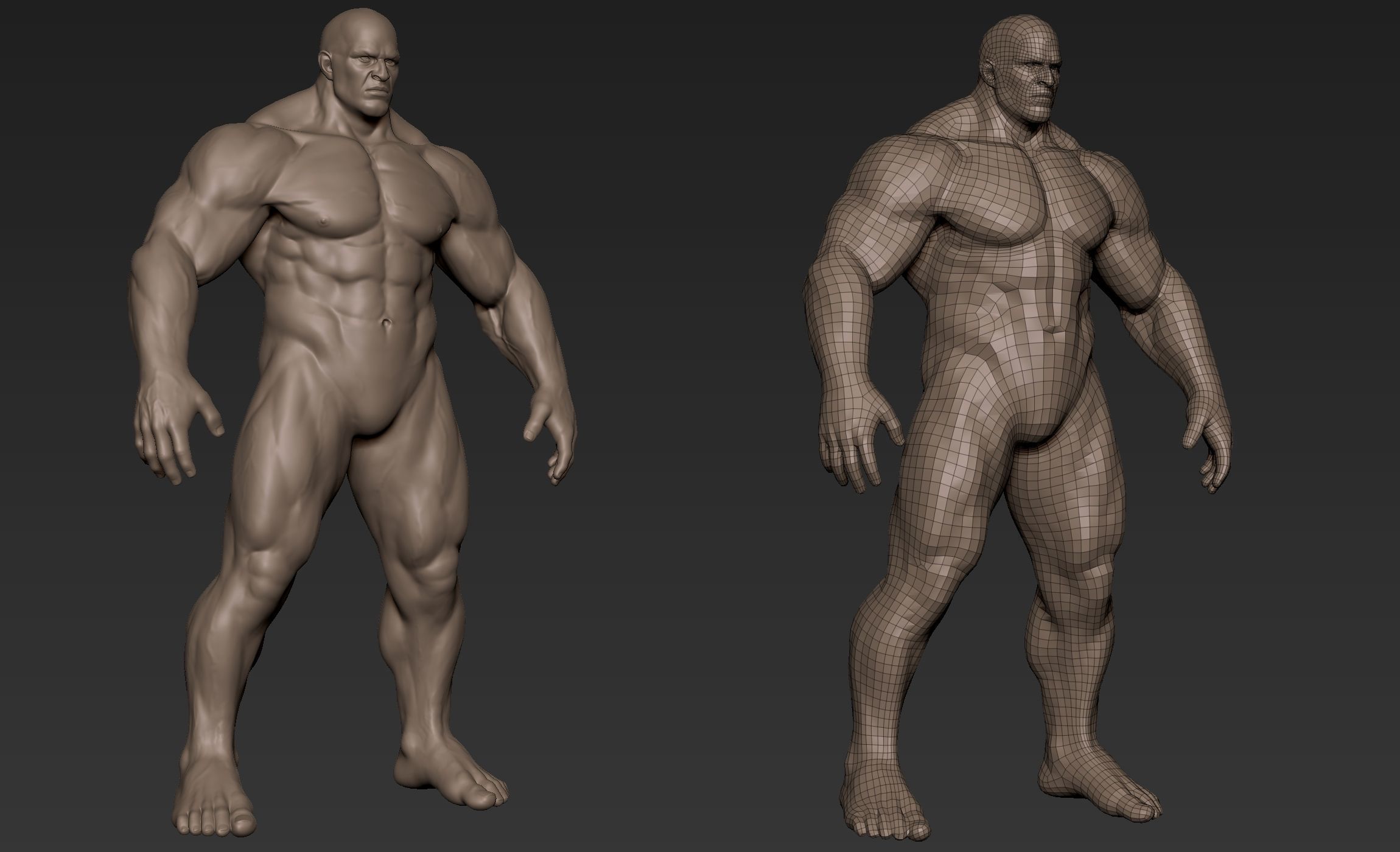 Giant Muscular Man Basemesh 3D model_20