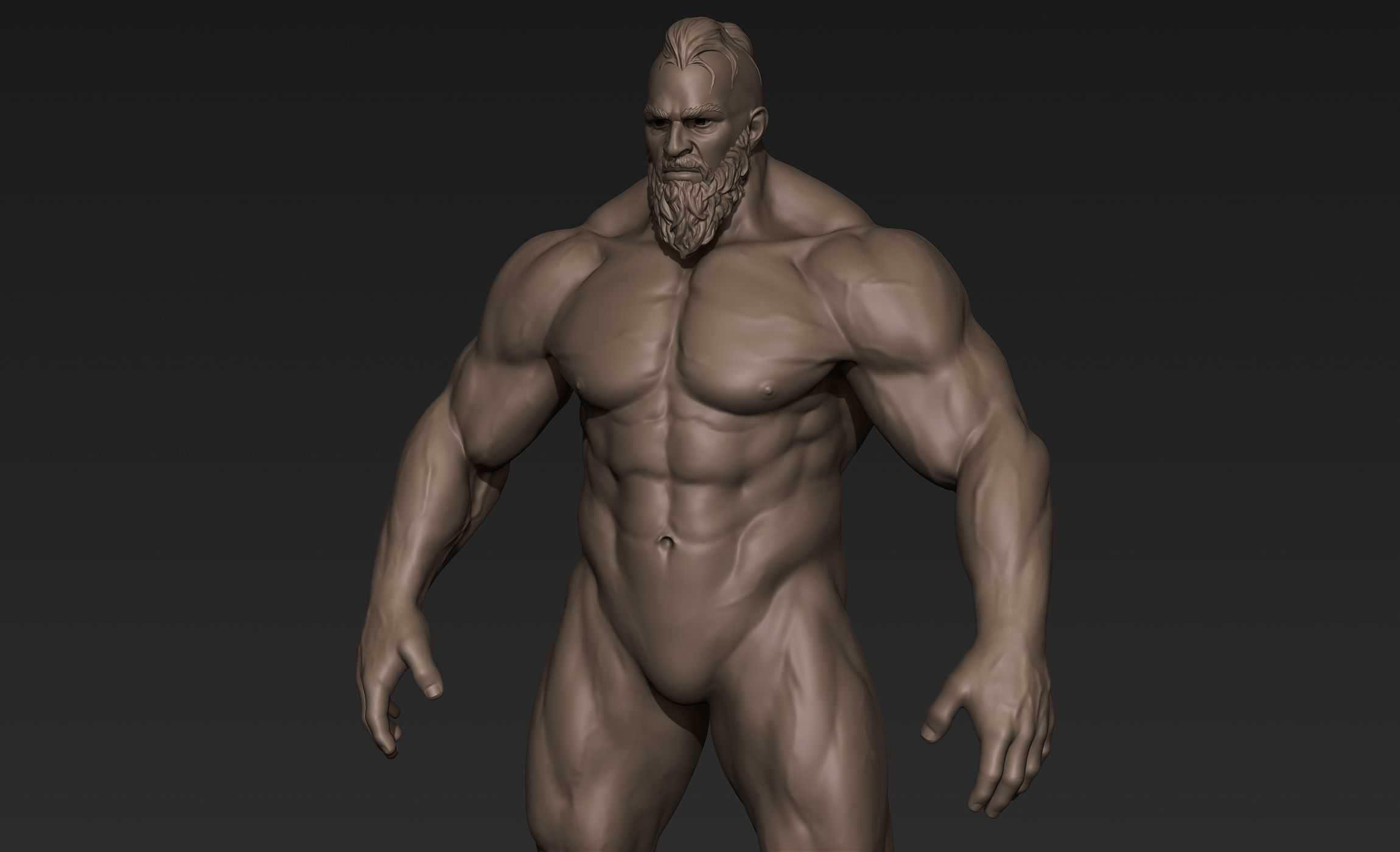 Giant Muscular Man Basemesh 3D model_15