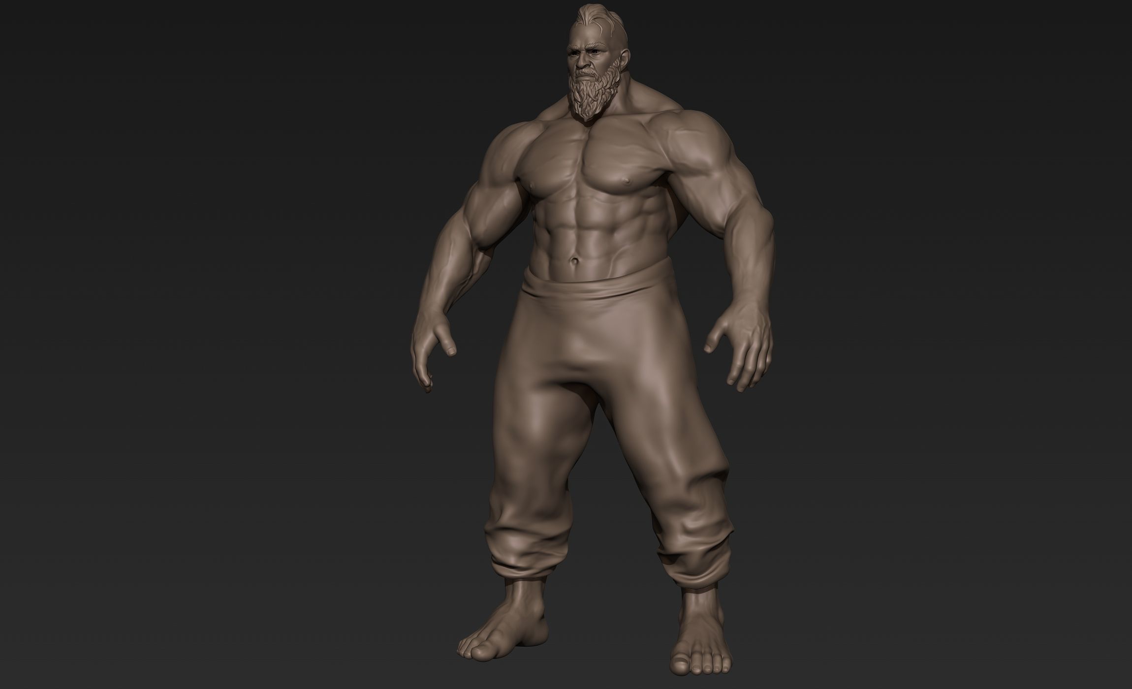 Giant Muscular Man Basemesh 3D model_2