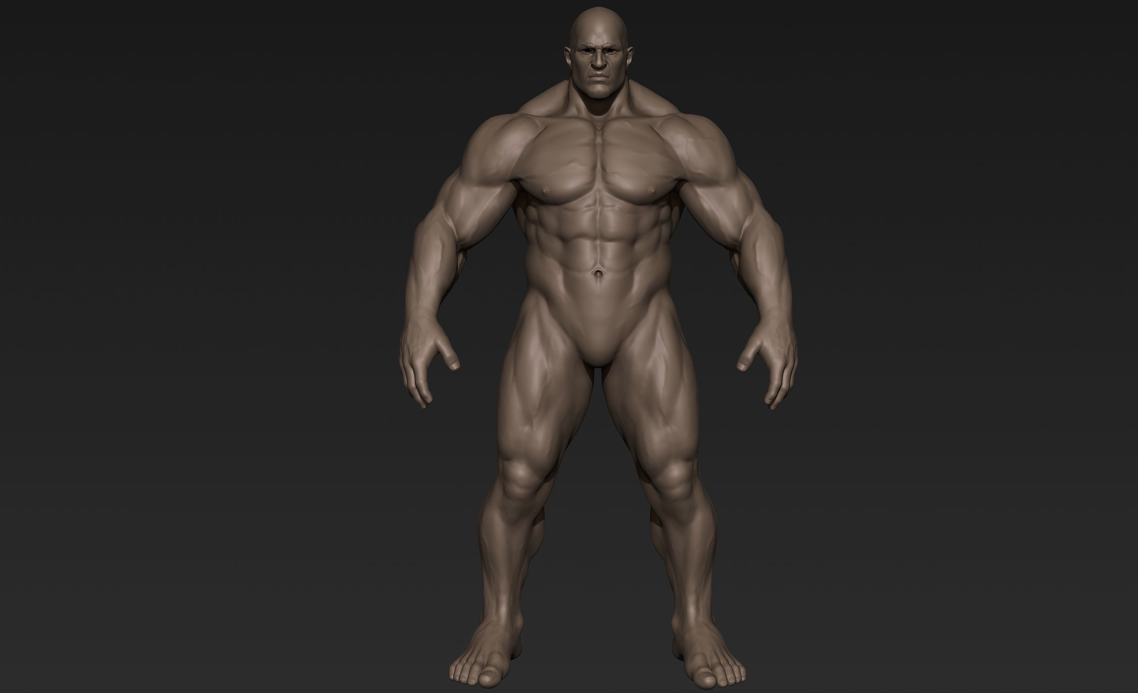 Giant Muscular Man Basemesh 3D model_10