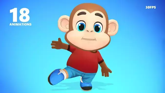 Monkey Chimp Primate Animated Rigged Low-poly 3D model