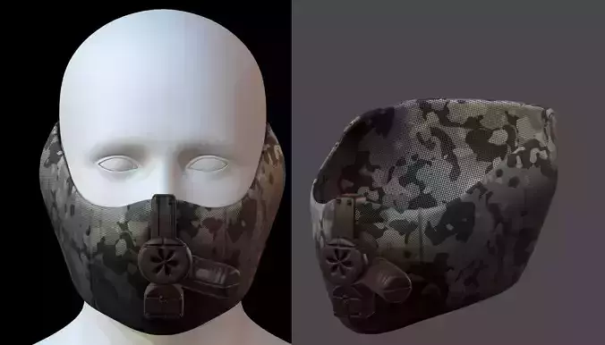 Gas mask helmet 3d model scifi Low-poly 