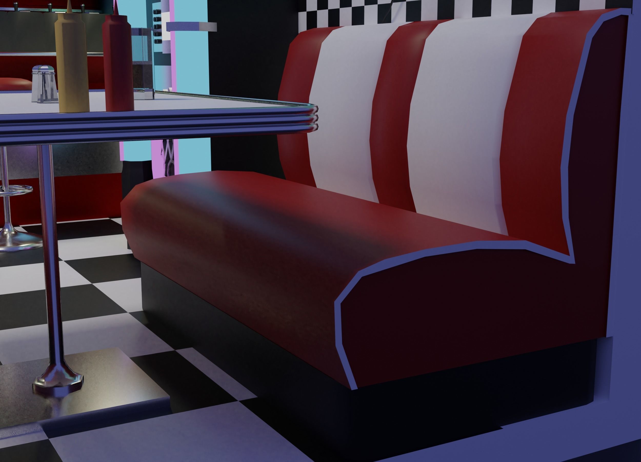 American Diner Low-poly 3D model_11