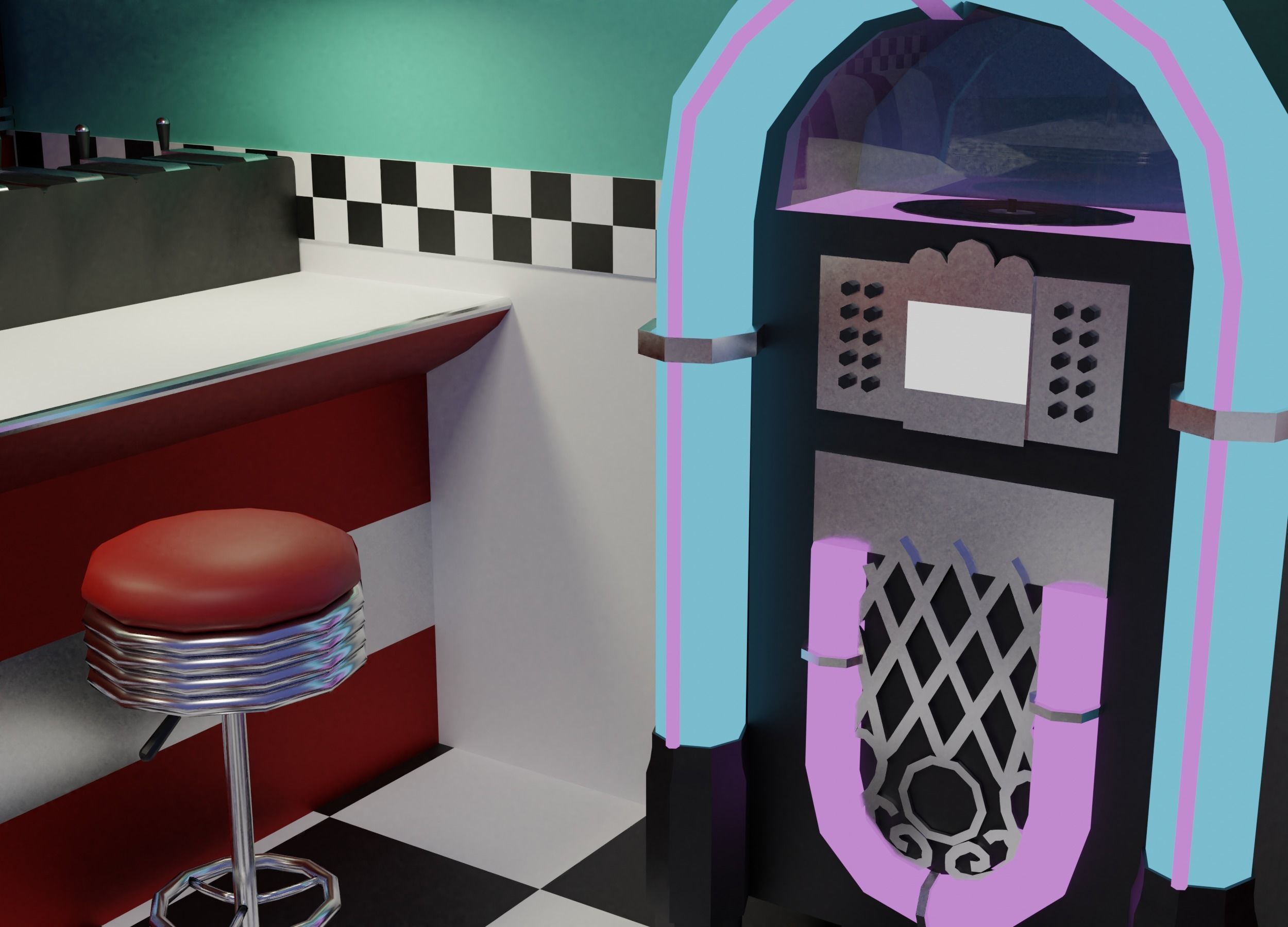 American Diner Low-poly 3D model_5