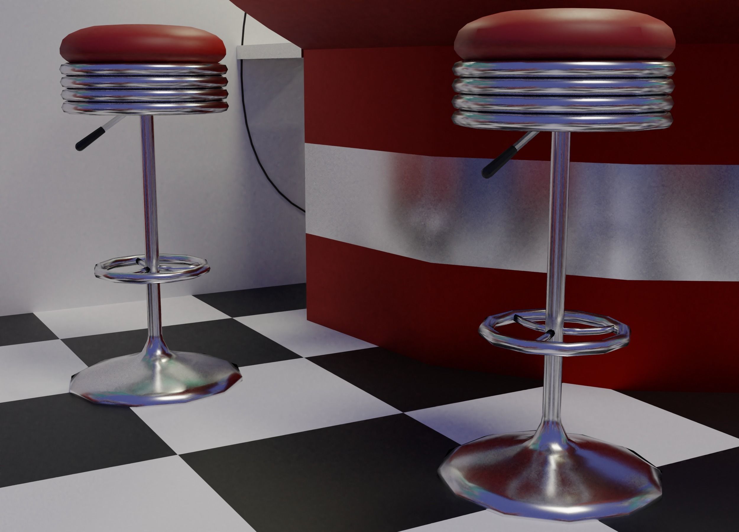 American Diner Low-poly 3D model_12