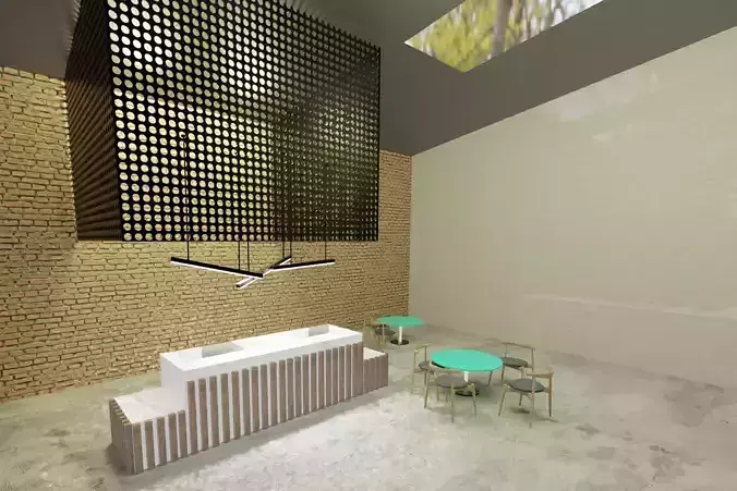 Modern office reception area with industrial look and feel