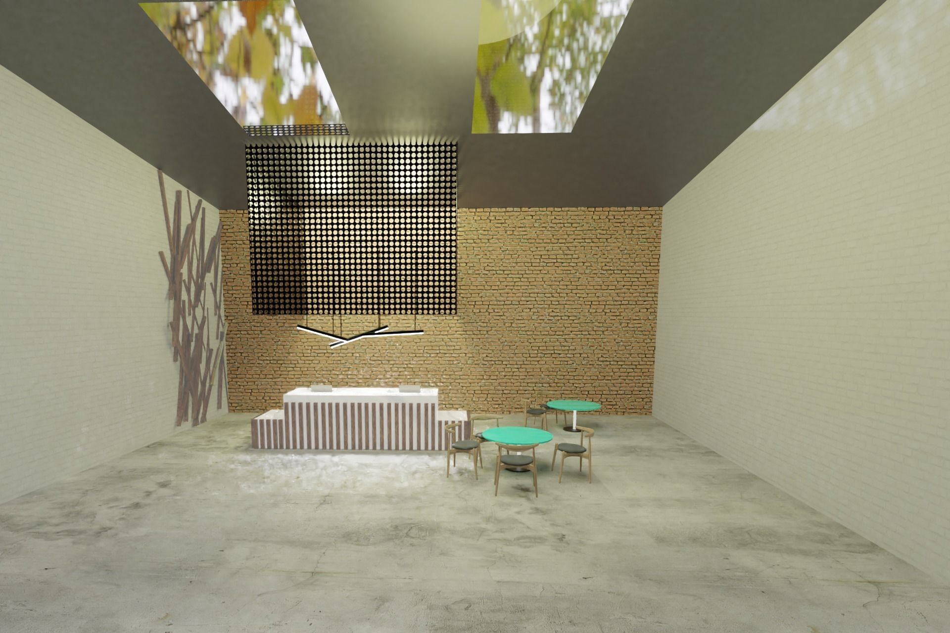 Modern office reception area with industrial look and feel 3D model_3