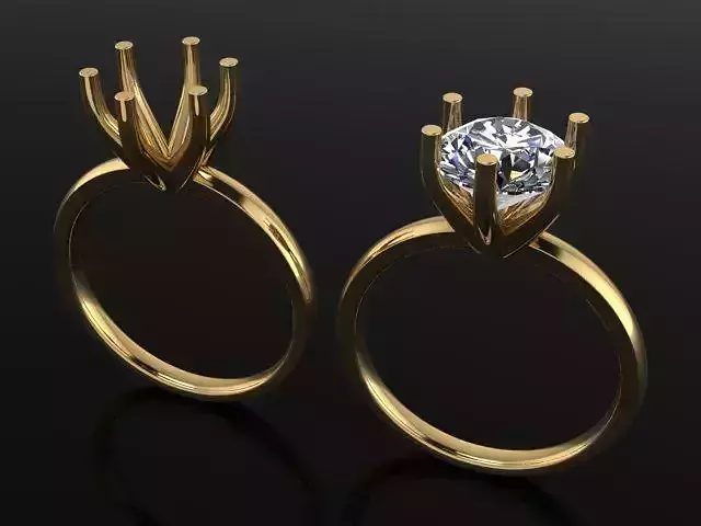 Dainty Solitaire 6 Prong Engagement Ring 8MM