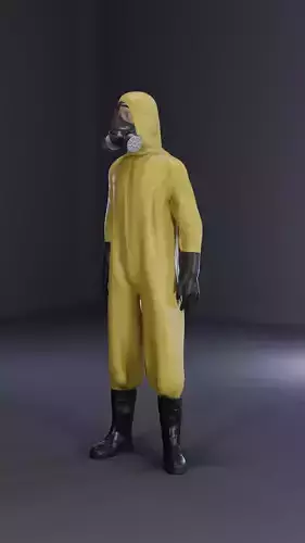 Man in hazmat suit Low-poly 3D model