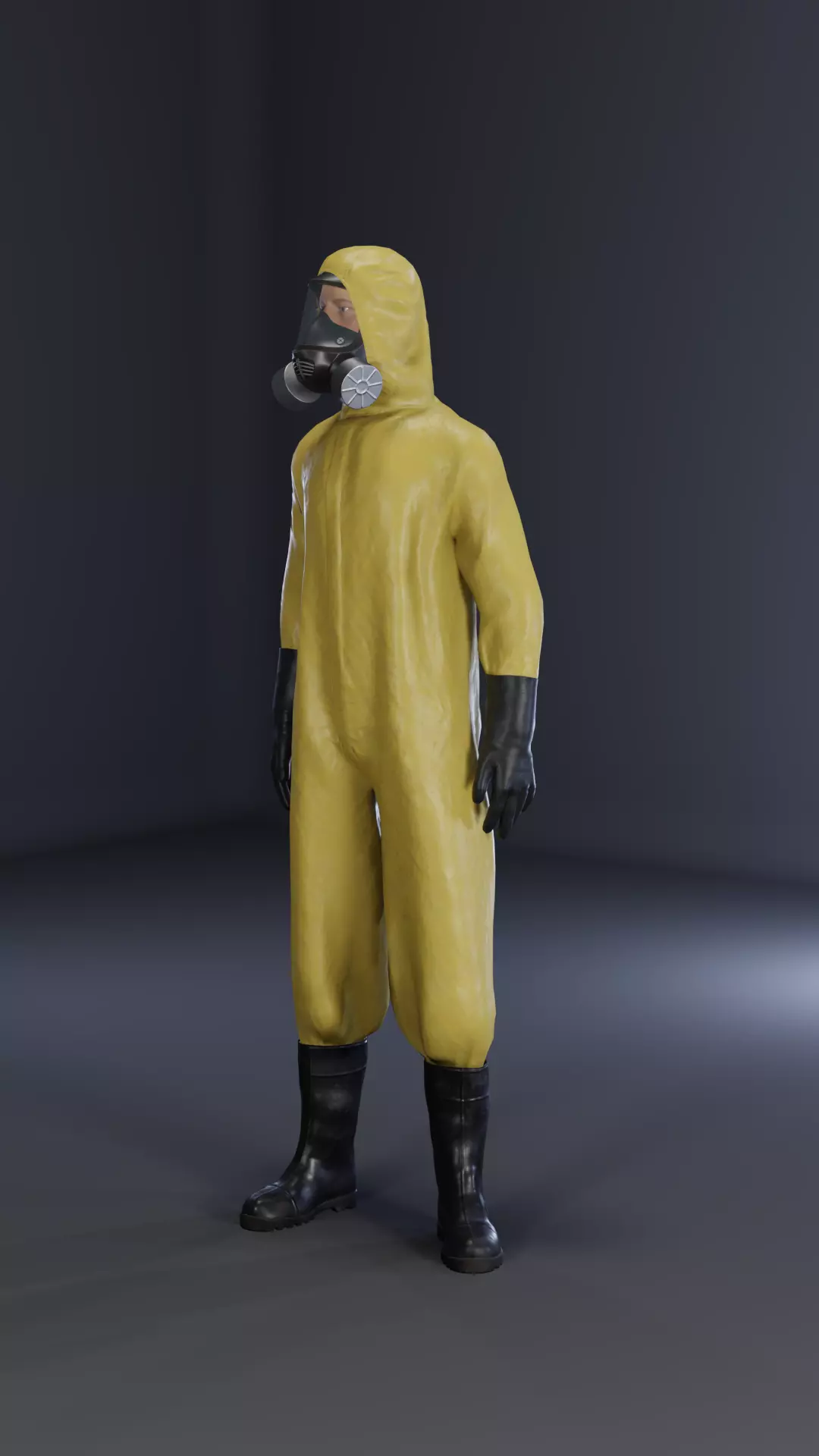 Man in hazmat suit Low-poly 3D model_0