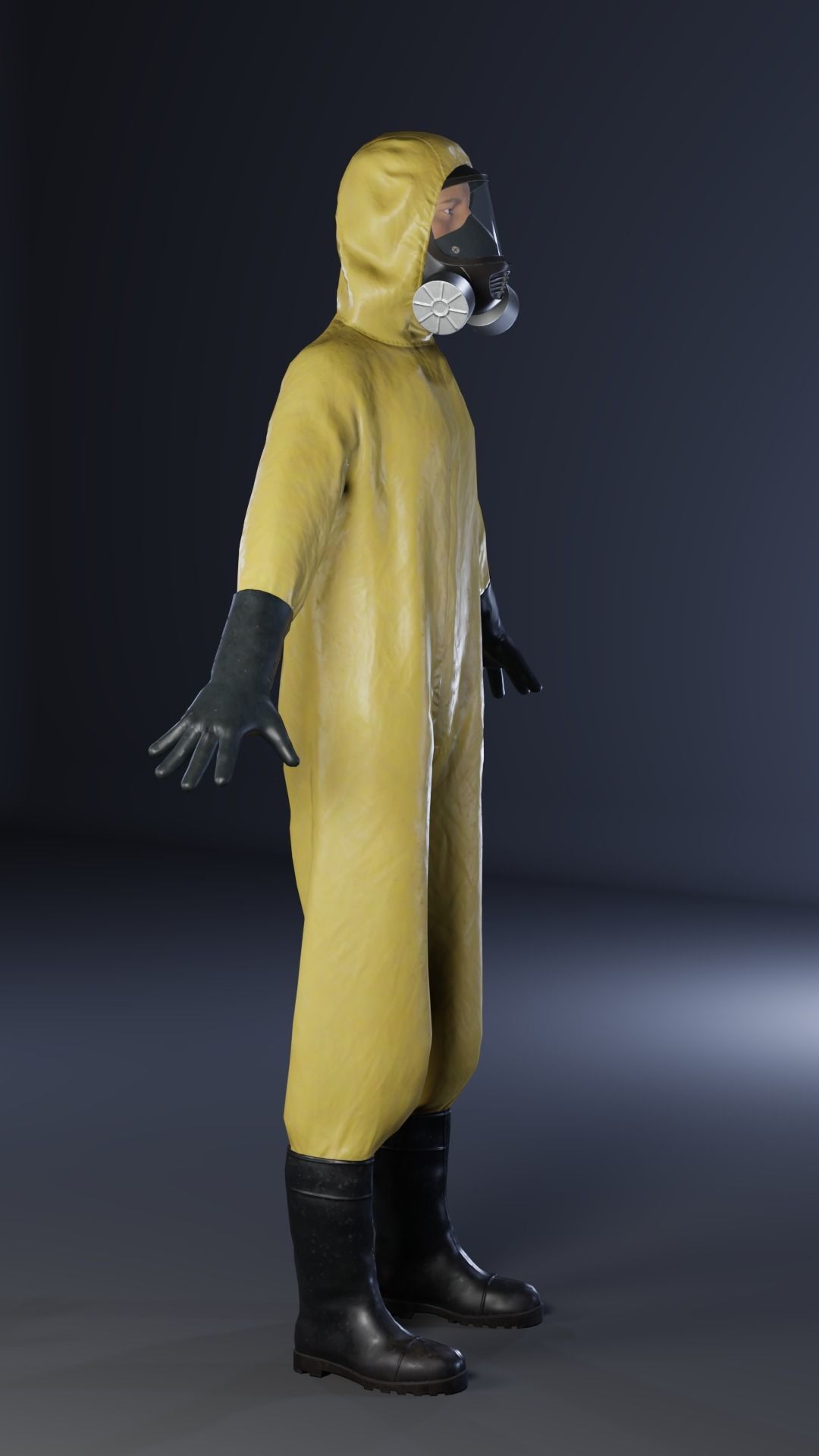Man in hazmat suit Low-poly 3D model_4