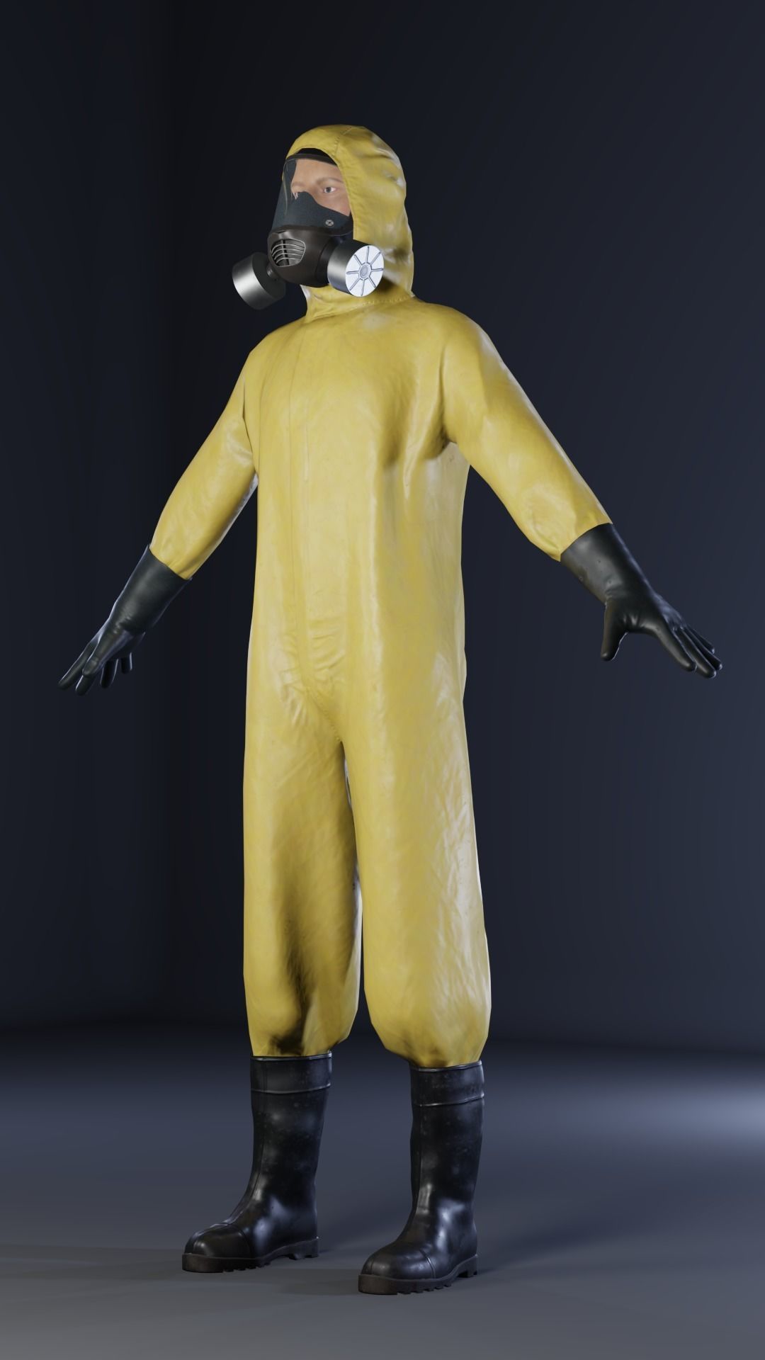 Man in hazmat suit Low-poly 3D model_3