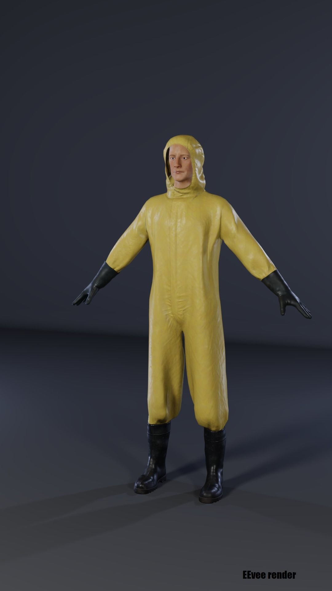 Man in hazmat suit Low-poly 3D model_5
