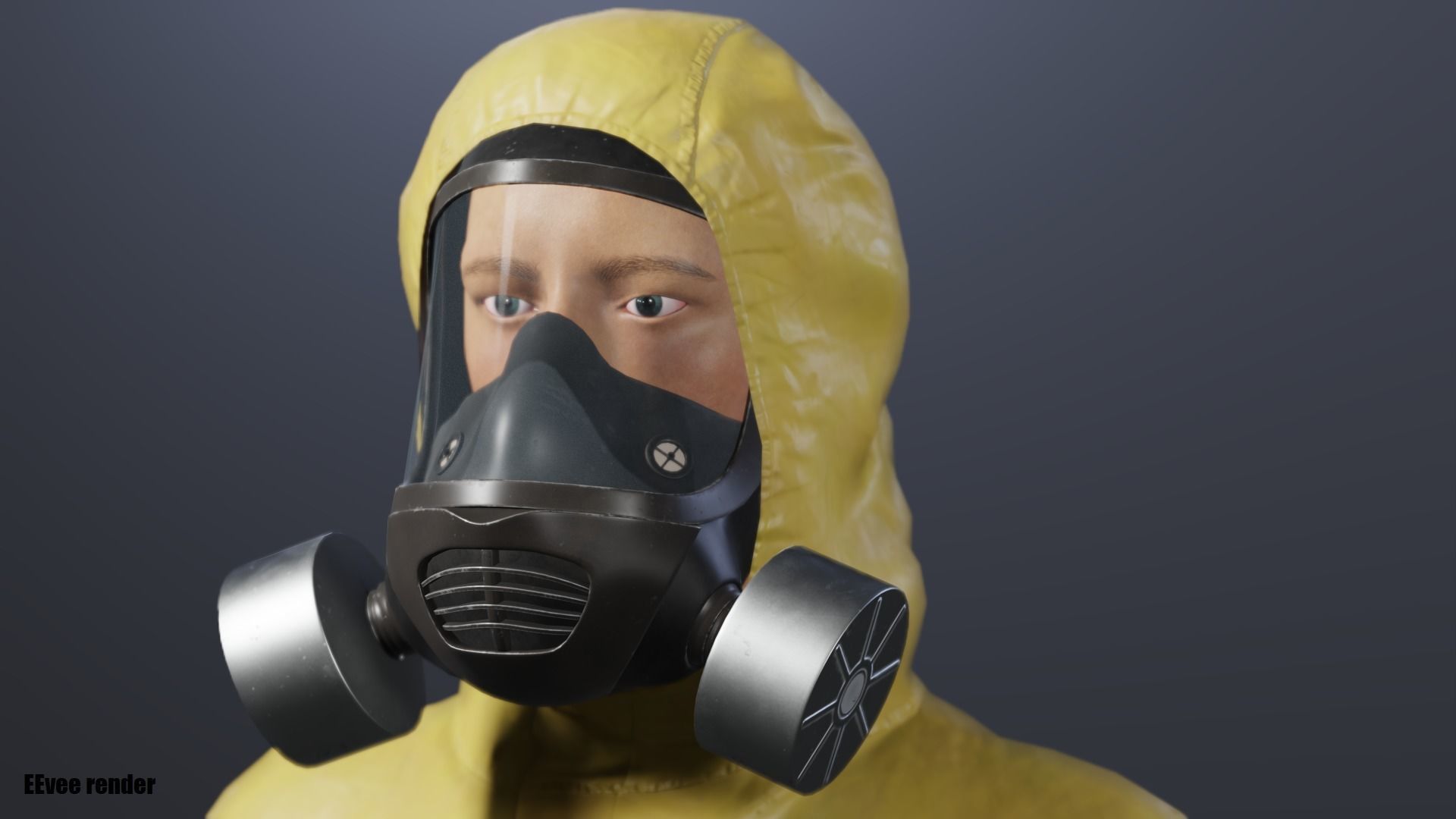 Man in hazmat suit Low-poly 3D model_10
