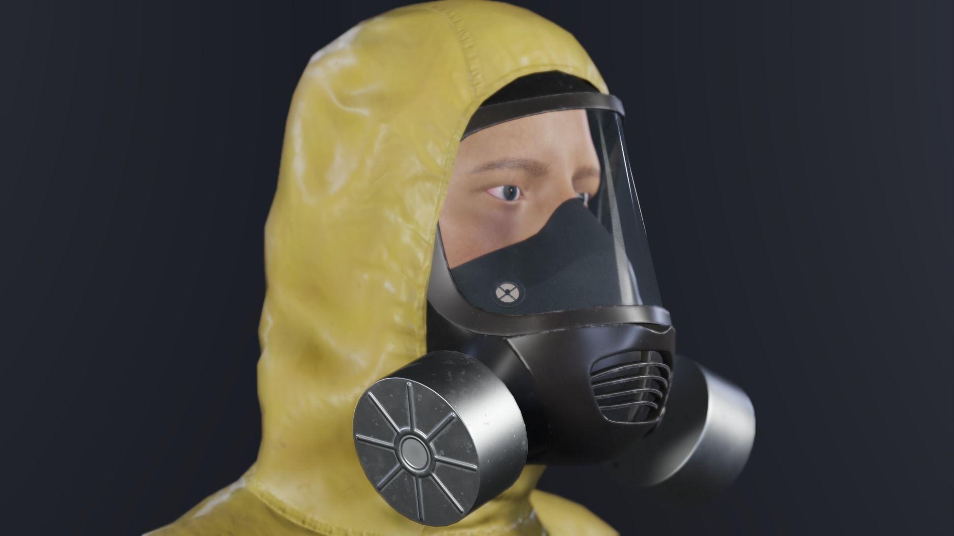 Man in hazmat suit Low-poly 3D model_8