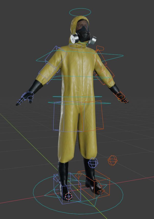 Man in hazmat suit Low-poly 3D model_26