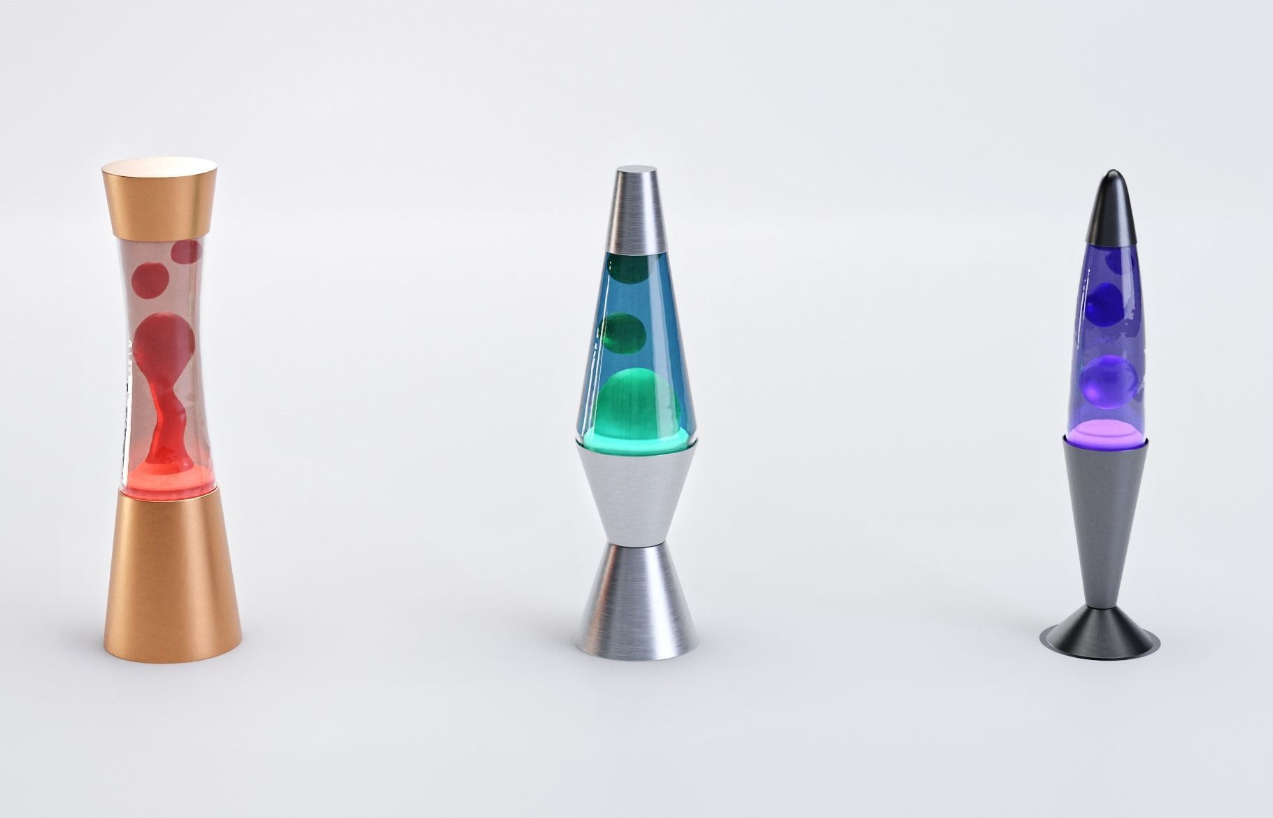 Set of Retro Lava Lamps - Decorative Interior Pack Low-poly 3D model_2