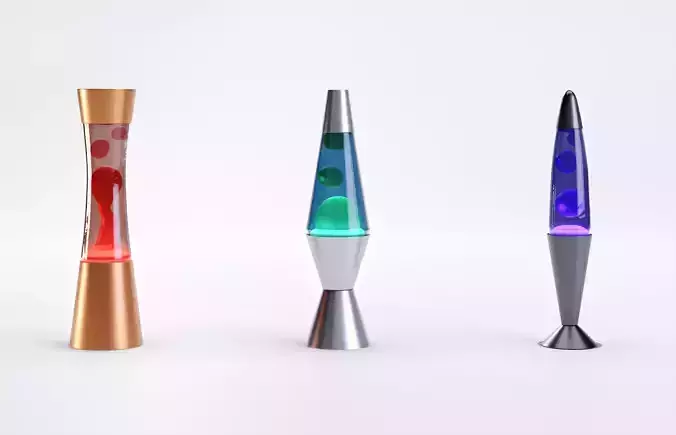 Set of Retro Lava Lamps - Decorative Interior Pack Low-poly 3D model
