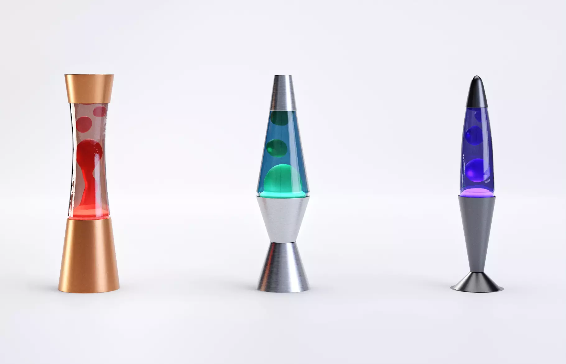 Set of Retro Lava Lamps - Decorative Interior Pack Low-poly 3D model_0
