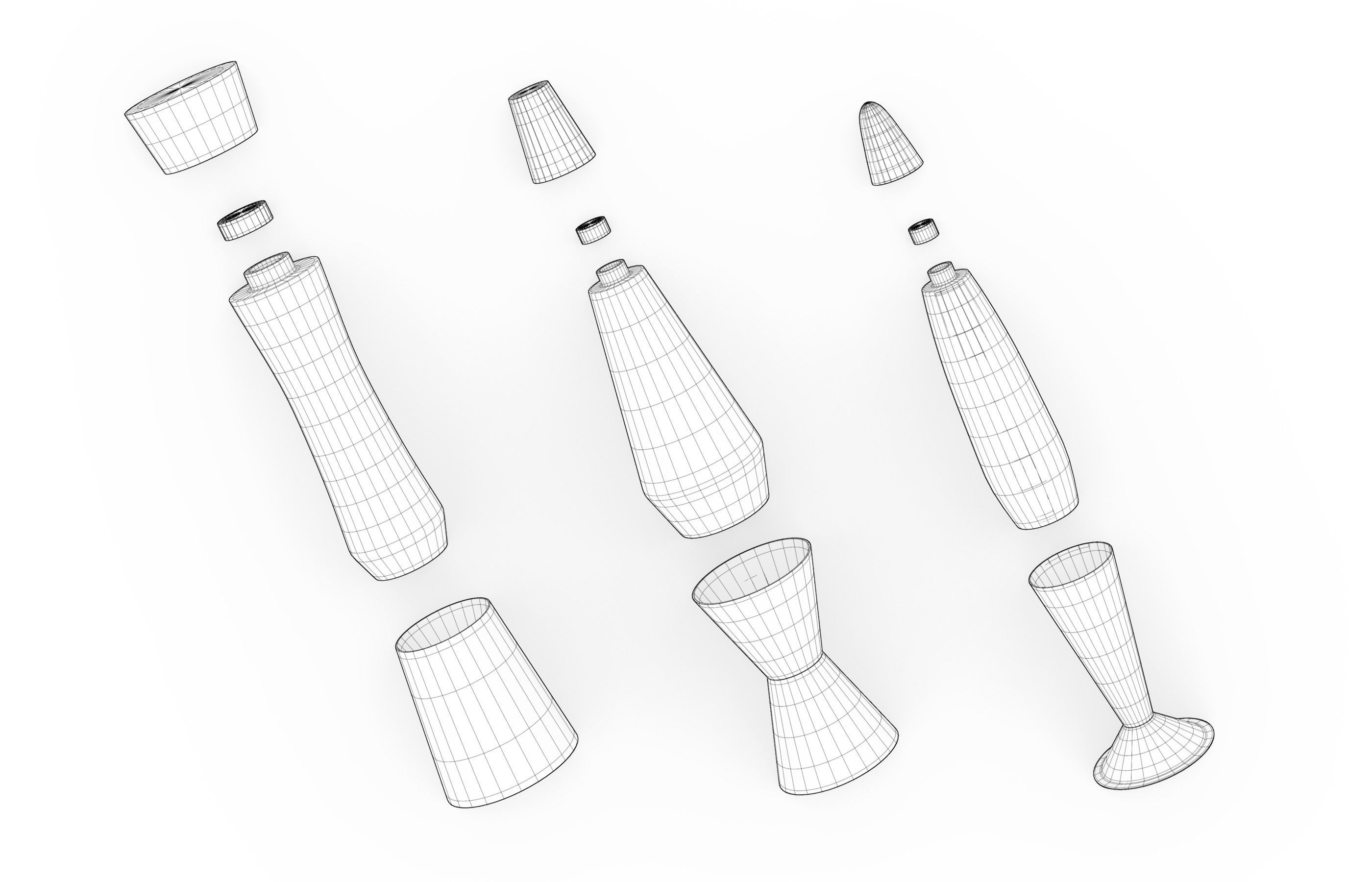 Set of Retro Lava Lamps - Decorative Interior Pack Low-poly 3D model_12
