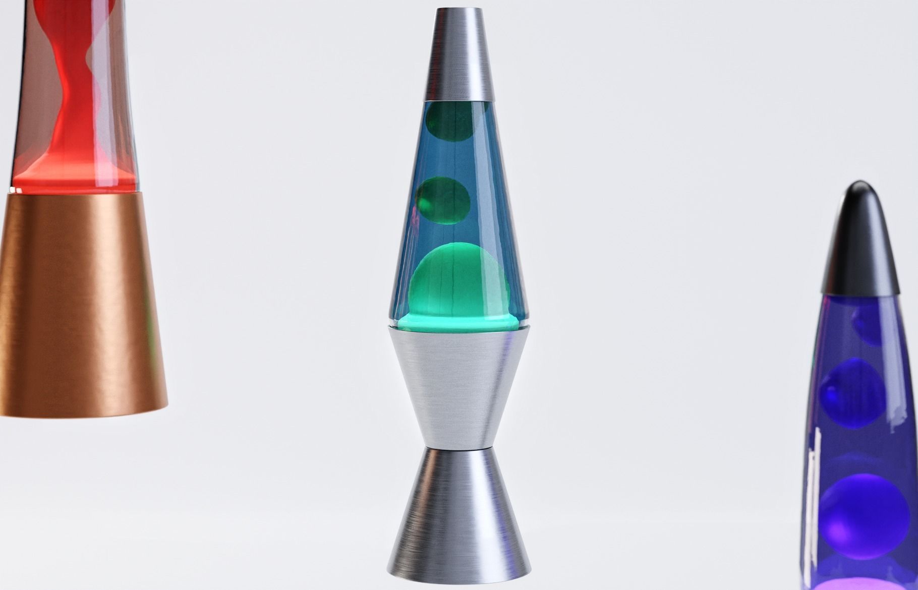 Set of Retro Lava Lamps - Decorative Interior Pack Low-poly 3D model_3