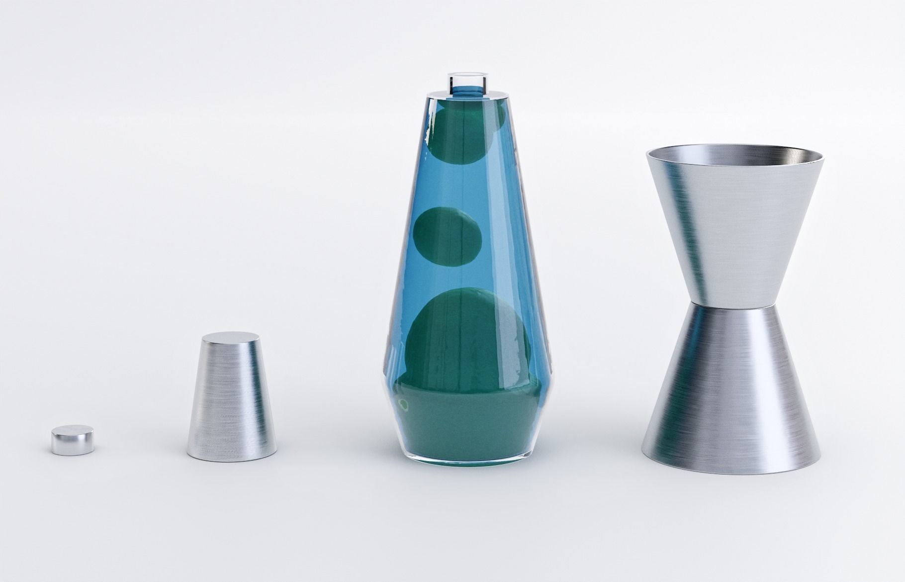 Set of Retro Lava Lamps - Decorative Interior Pack Low-poly 3D model_4