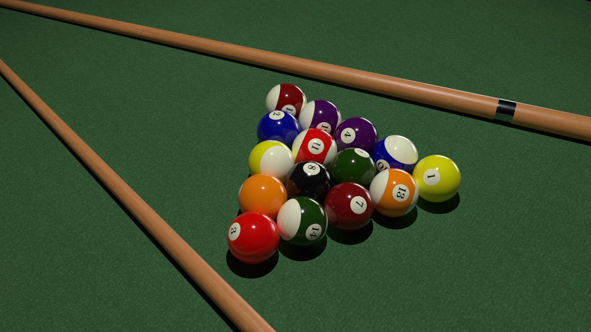 Pool Table Low-poly 3D model_3