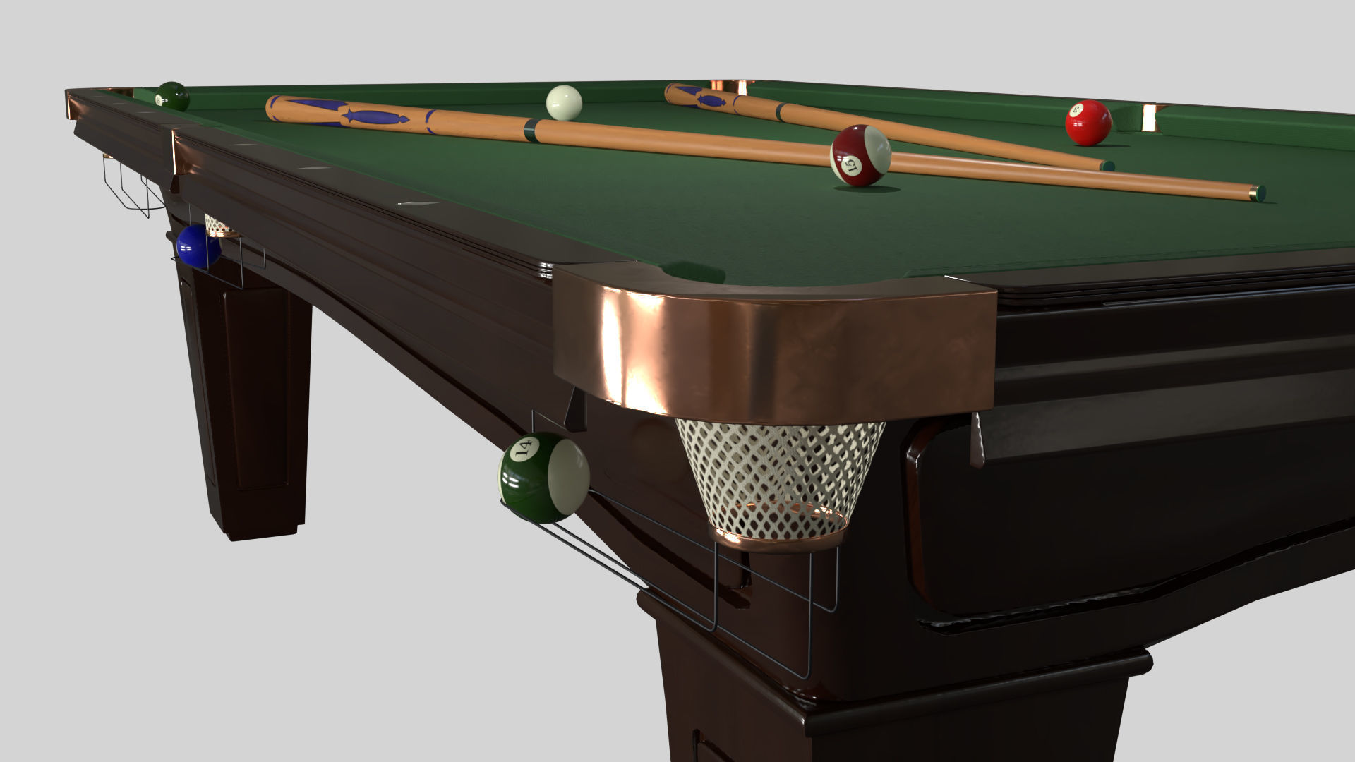 Pool Table Low-poly 3D model_6