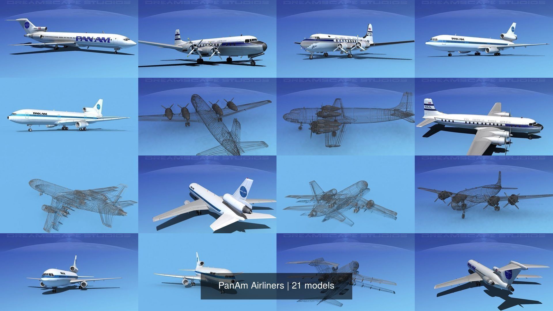 21 PanAm Airliners 3D Model Collection_3