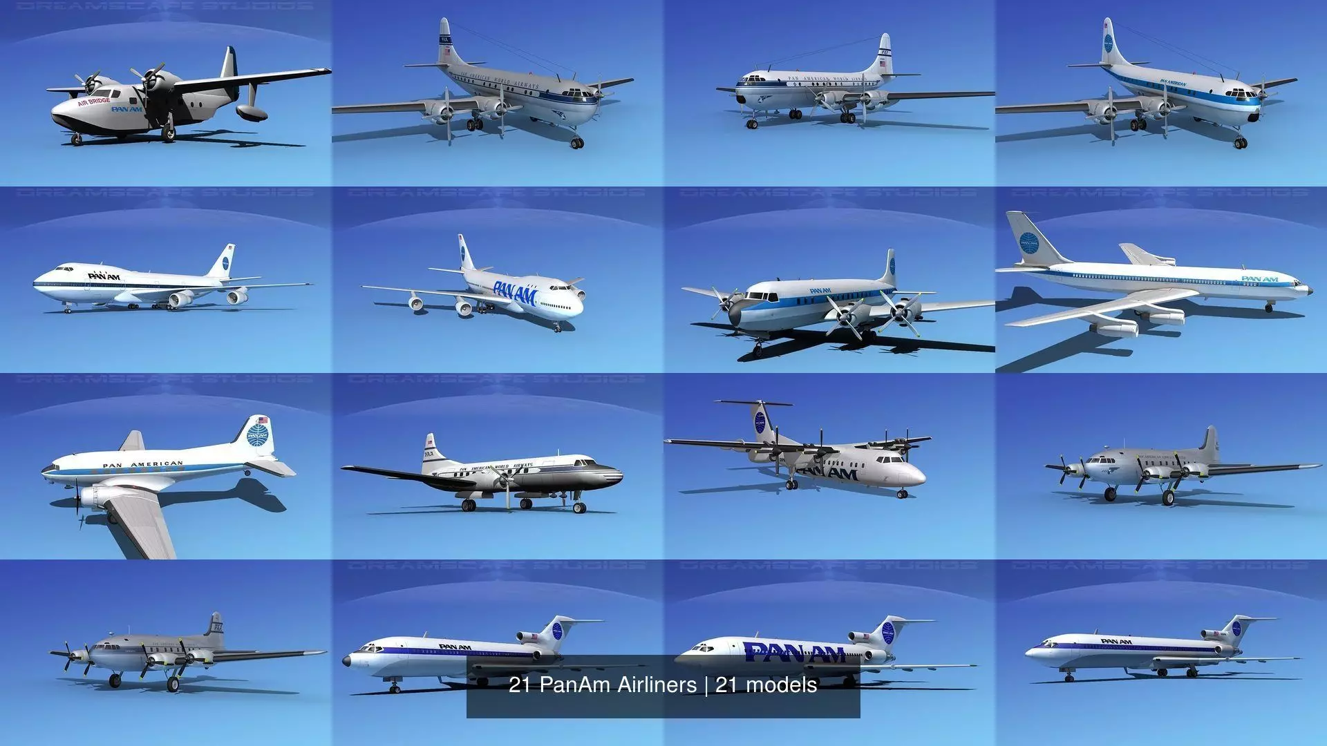 21 PanAm Airliners 3D Model Collection_0