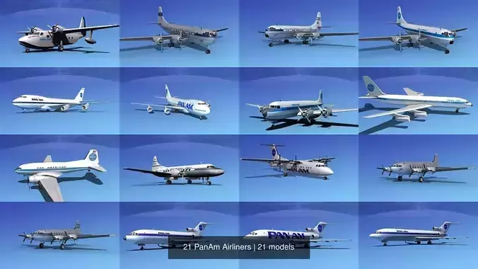 21 PanAm Airliners 3D Model Collection