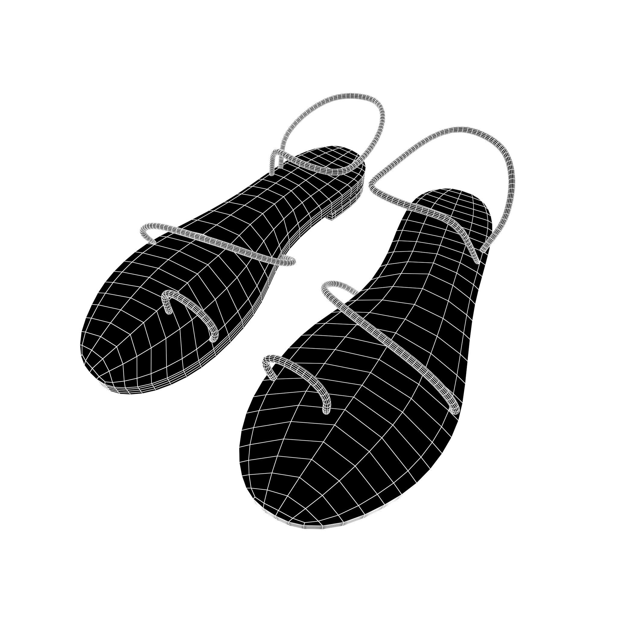 Flat Sandals v2 001 Low-poly 3D model_4