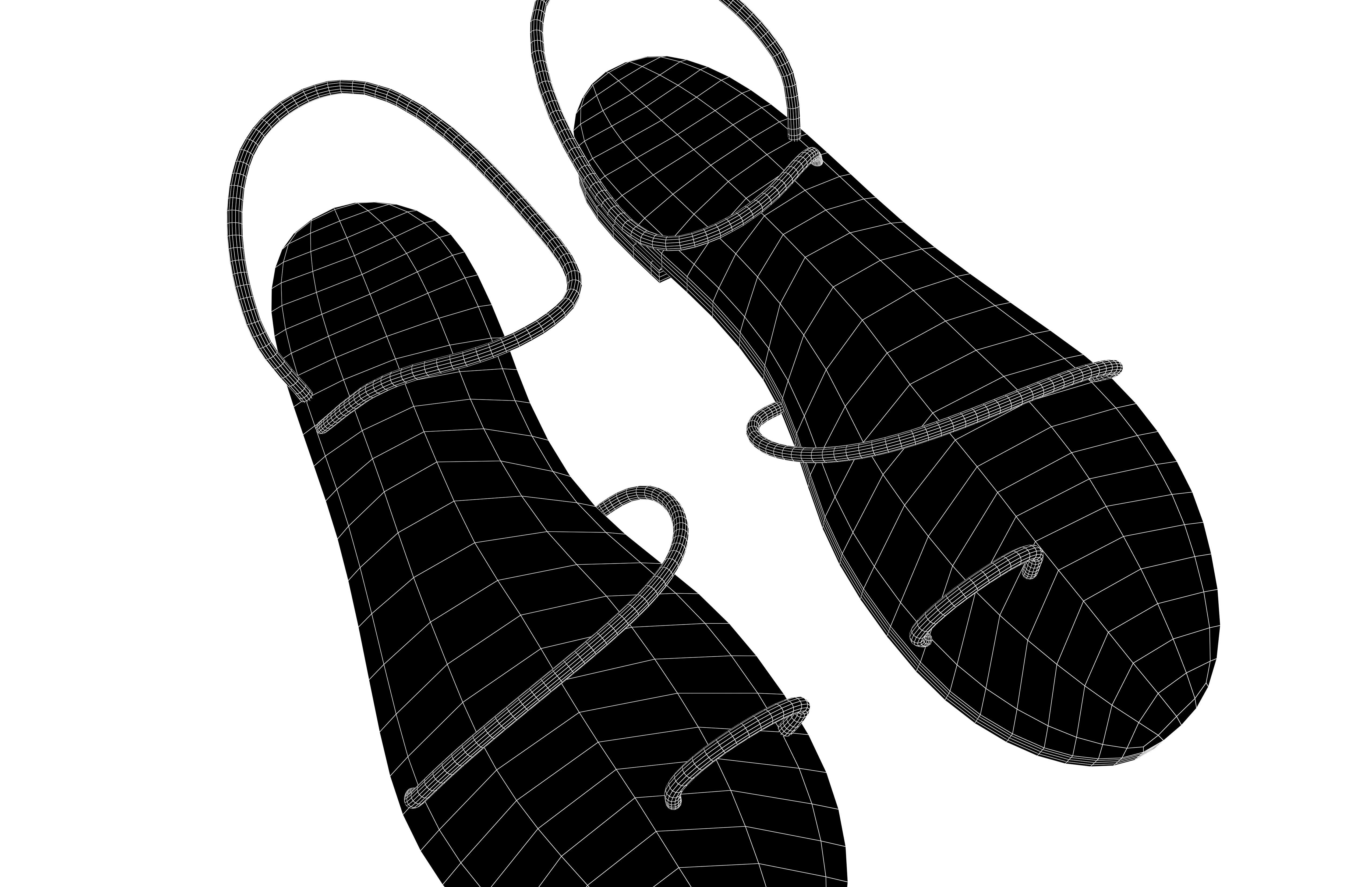 Flat Sandals v2 001 Low-poly 3D model_6