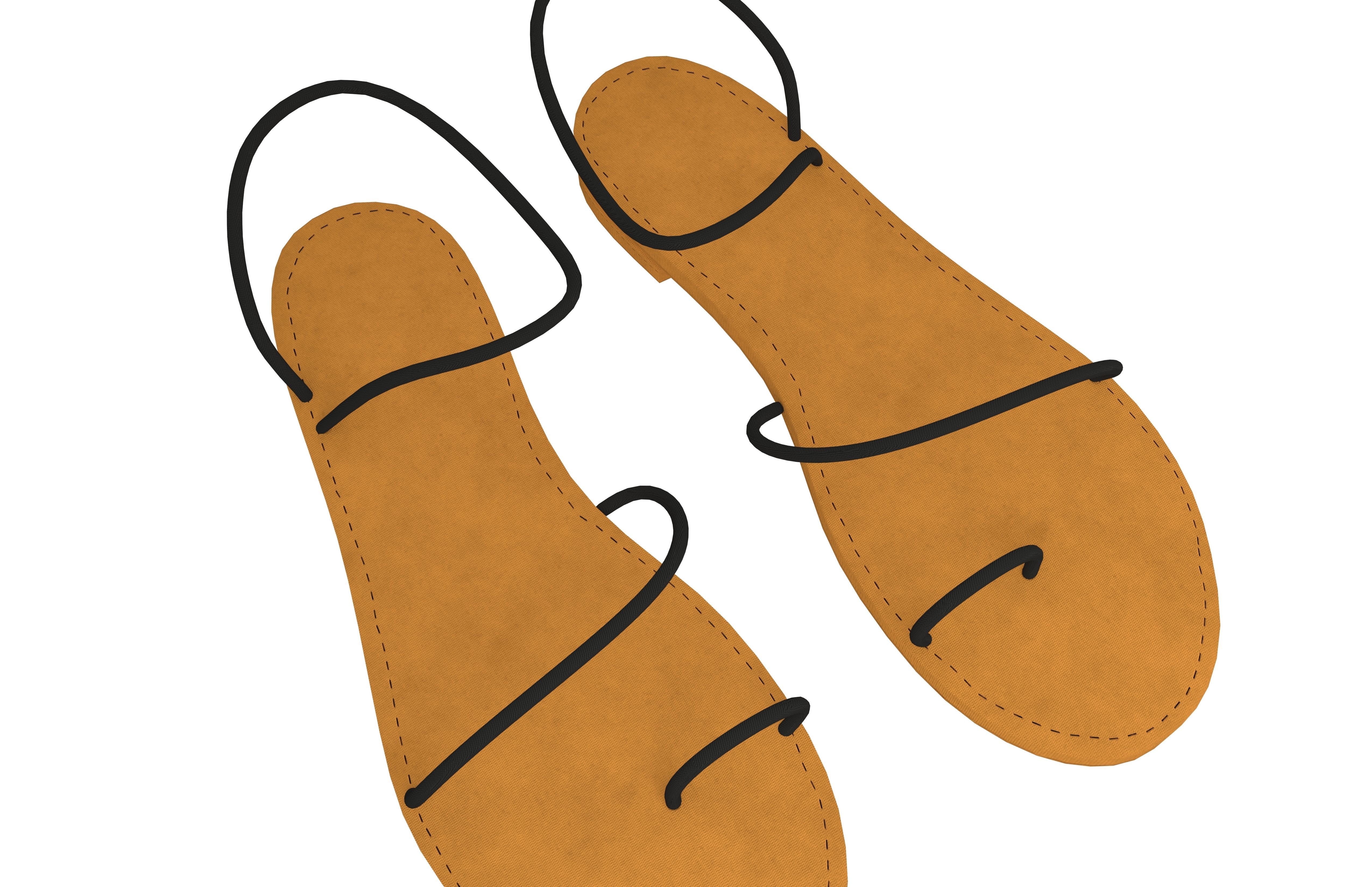 Flat Sandals v2 001 Low-poly 3D model_2